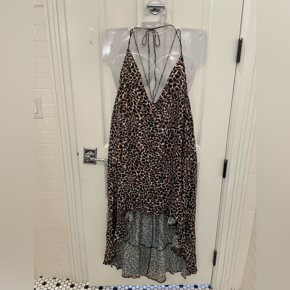 Leopard swimsuit cover up with strap tie details